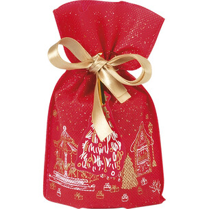 Sac polypropylène intissé rouge/blanc/or chalets ruban...