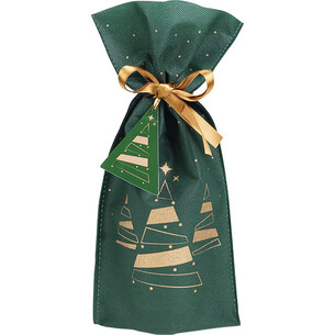 Sac polypropylène intissé vert/cuivre sapins ruban satin...