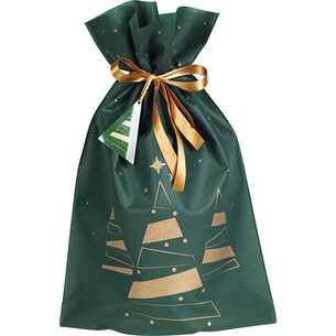 Sac polypropylène intissé vert/cuivre sapins ruban satin...