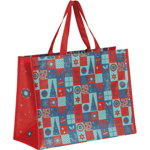 Sac polypropylène MOSAIQUE FESTIVE/rouge/or 2 anses nylon