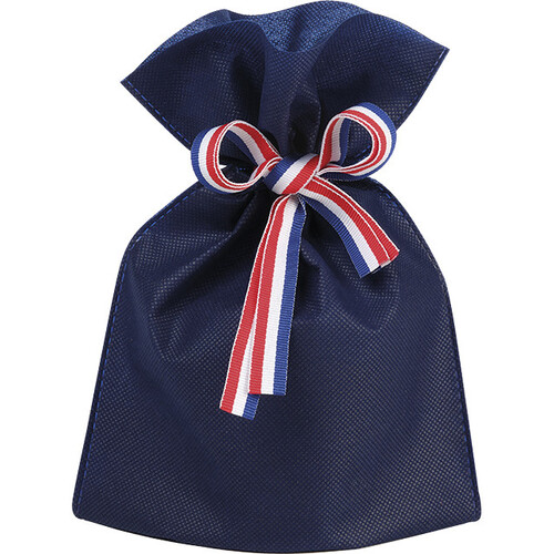 Sac polypropylène intissé bleu ruban bleu/blanc/rouge/étiquette