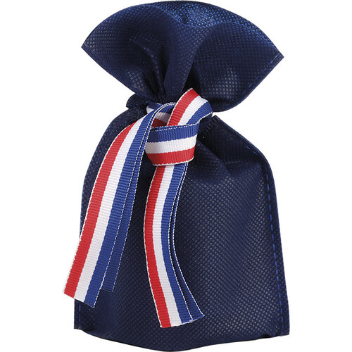 Sac polypropylène intissé bleu ruban bleu/blanc/rouge/étiquette