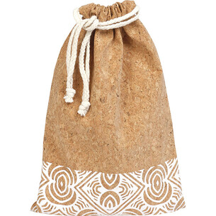 Pochon liège BOHO blanc fermeture cordelettes