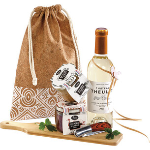 Pochon liège BOHO blanc fermeture cordelettes 2