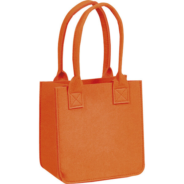 Bolsa fieltro cuadrada naranja 2 asas