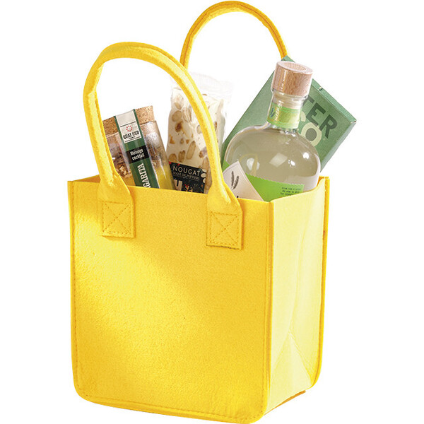 Bolsa fieltro cuadrada amarillo 2 asas