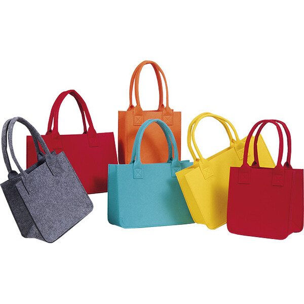 Bag felt rectangular blue 2 handles
