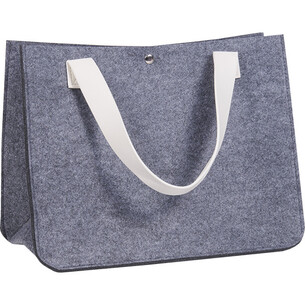 Bolsa fieltro rectangular gris 2 asas símil piel blanco...