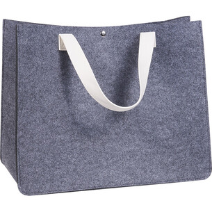 Bolsa fieltro rectangular gris 2 asas símil piel blanco...