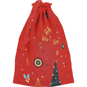 Tote bag cotton CHRISTMAS MOSAIC/red/gold/ rope ties