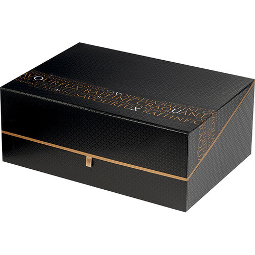 Coffret carton rectangle SAVOUREUX noir/cuivre