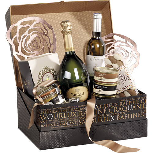 Coffret carton rectangle SAVOUREUX noir/cuivre