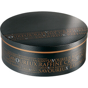 Coffret carton rond SAVOUREUX noir/cuivre/vernis sélectif