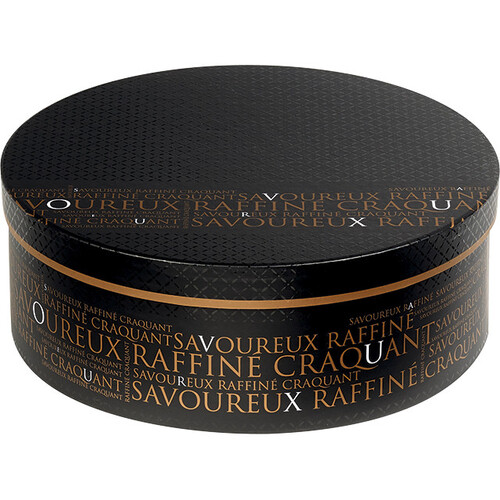 Box cardboard round SAVOUREUX black/copper/UV...