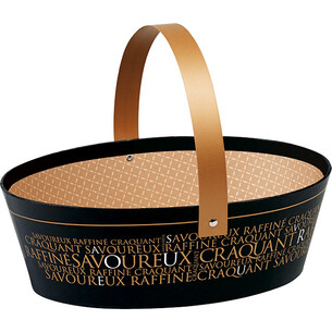 Basket cardboard oval SAVOUREUX copper/black/UV printing