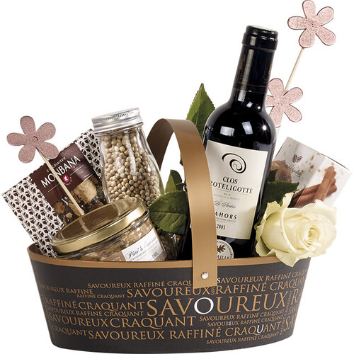 Caja de cartón ovalada SAVOUREUX negro/cobre