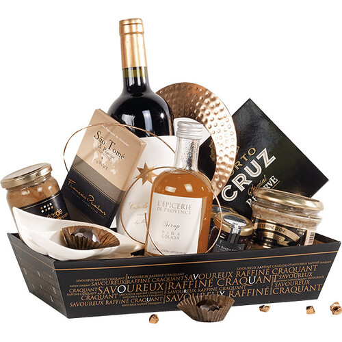 Tray cardboard rectangular SAVOUREUX black/copper/UV Printing