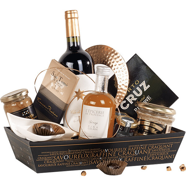 Tray cardboard rectangular SAVOUREUX black/copper/UV Printing