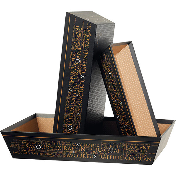 Corbeille carton rectangle SAVOUREUX noir/cuivre/vernis sélectif
