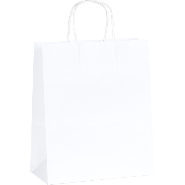 Bolsa de Papel kraft blanco 90g fuelles laterales asas retorcidas - paquete de 100 piezas