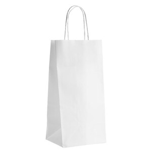 Saco de papel kraft branco 2 garrafas 100g foles laterais...
