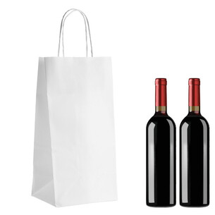 Bag paper kraft white 2 bottles 100g side twisted handles... 2