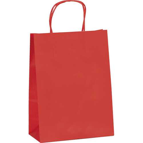 Bag paper kraft smooth red 90g side twisted colored handles - 100 pouches indivisible pack
