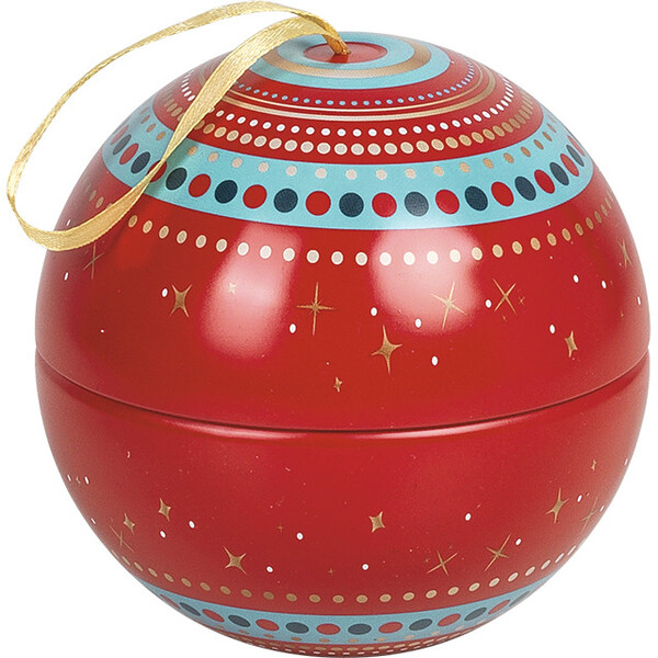 Bola metal  para colgar rojo/azul/dorado cinta satén dorado