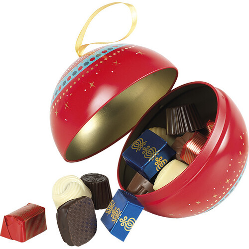 Bola metal  para colgar rojo/azul/dorado cinta...