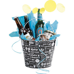 Bucket metal black/white beer design foldable handle 2