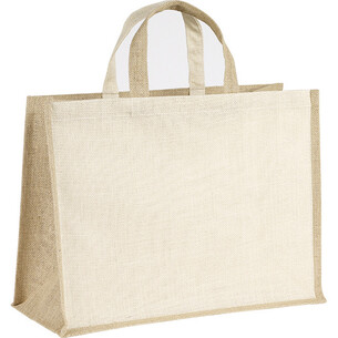 Bag burlap natural/cream burlap handles