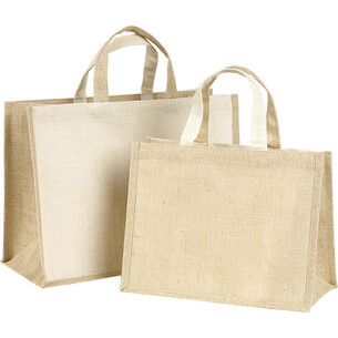 Bag burlap natural/cream burlap handles 2
