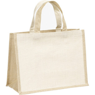 Sac toile de jute naturel/crème anses jute