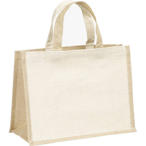 Bag burlap natural/cream burlap handles