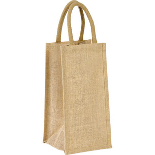 Bag burlap 4 bottles natural cotton handles/divider
