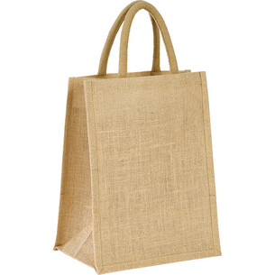 Bag burlap 6 bottles natural cotton handles/divider