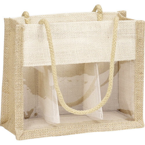 Bag burlap natural/cream burlap PVC window cord handles