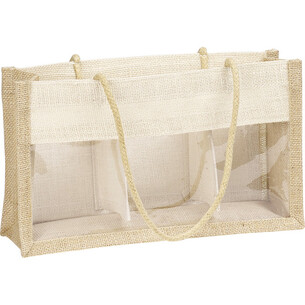 Bag burlap natural/cream burlap PVC window cord handles