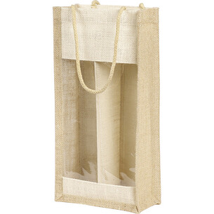 Bag burlap 2 bottles natural/cream burlap PVC window cord...