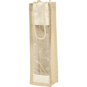 Saco de juta 1 garrafa natural/creme com janela/asas de...