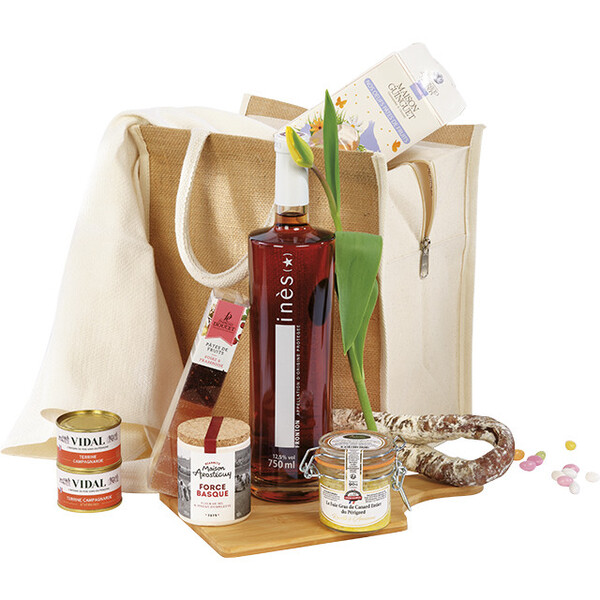 Bolsa tela de yute/algodón rectangular crudo/natural cierre cremallera asas algodón