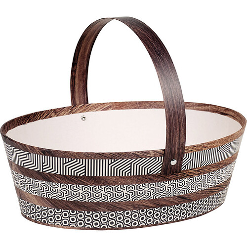 Tray cardboard oval brown/cream retractable handle