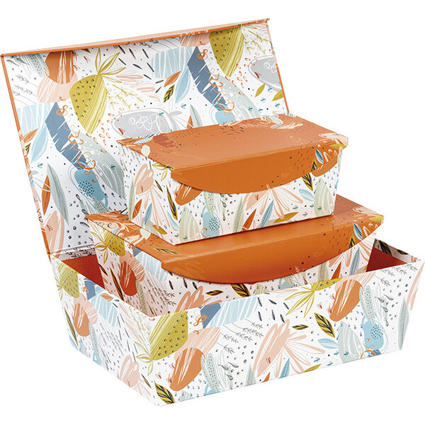 Coffret carton rectangle ORANGE FRAICHEUR fermeture aimantée-Les Bonnes Affaires 2026
