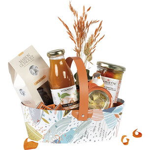 Panier carton ovale ORANGE FRAICHEUR anse rabattable 2