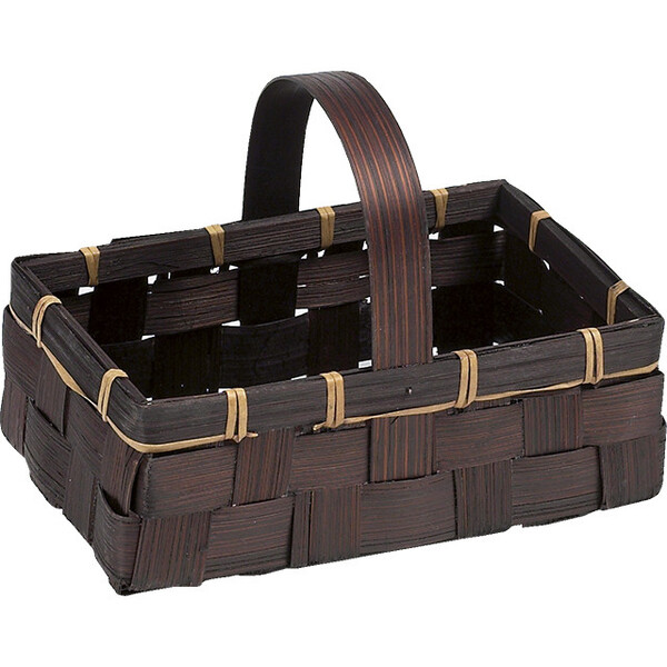 Panier bambou rectangle marron anse fixe