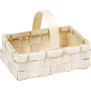 Cesta bambú rectangular natural asa fija