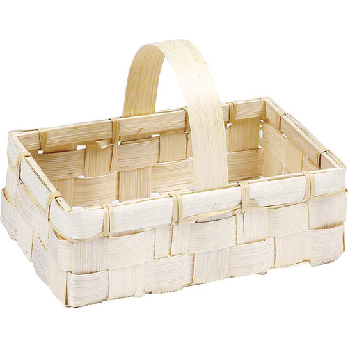 Cesta bambú rectangular natural asa fija