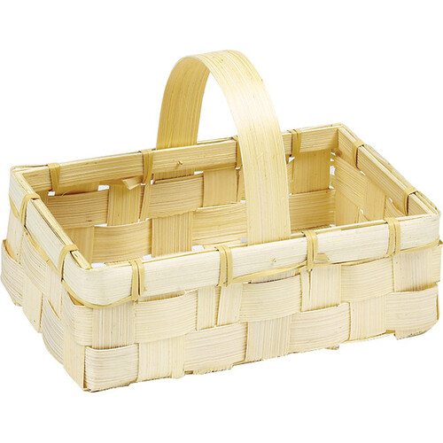 Cesta bambú rectangular natural asa fija
