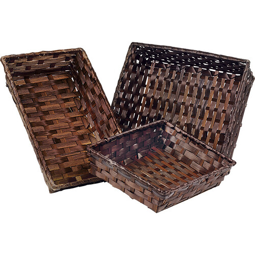 Cesta bambu retangular castanho