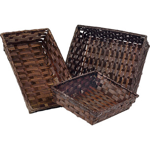 Cesta bambu retangular castanho